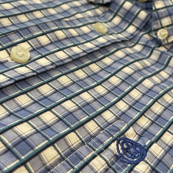 ~ Wrangler XL George Strait Cowboy Cut Collection Button-Down Shirt Blue Plaid - Picture 5 of 14